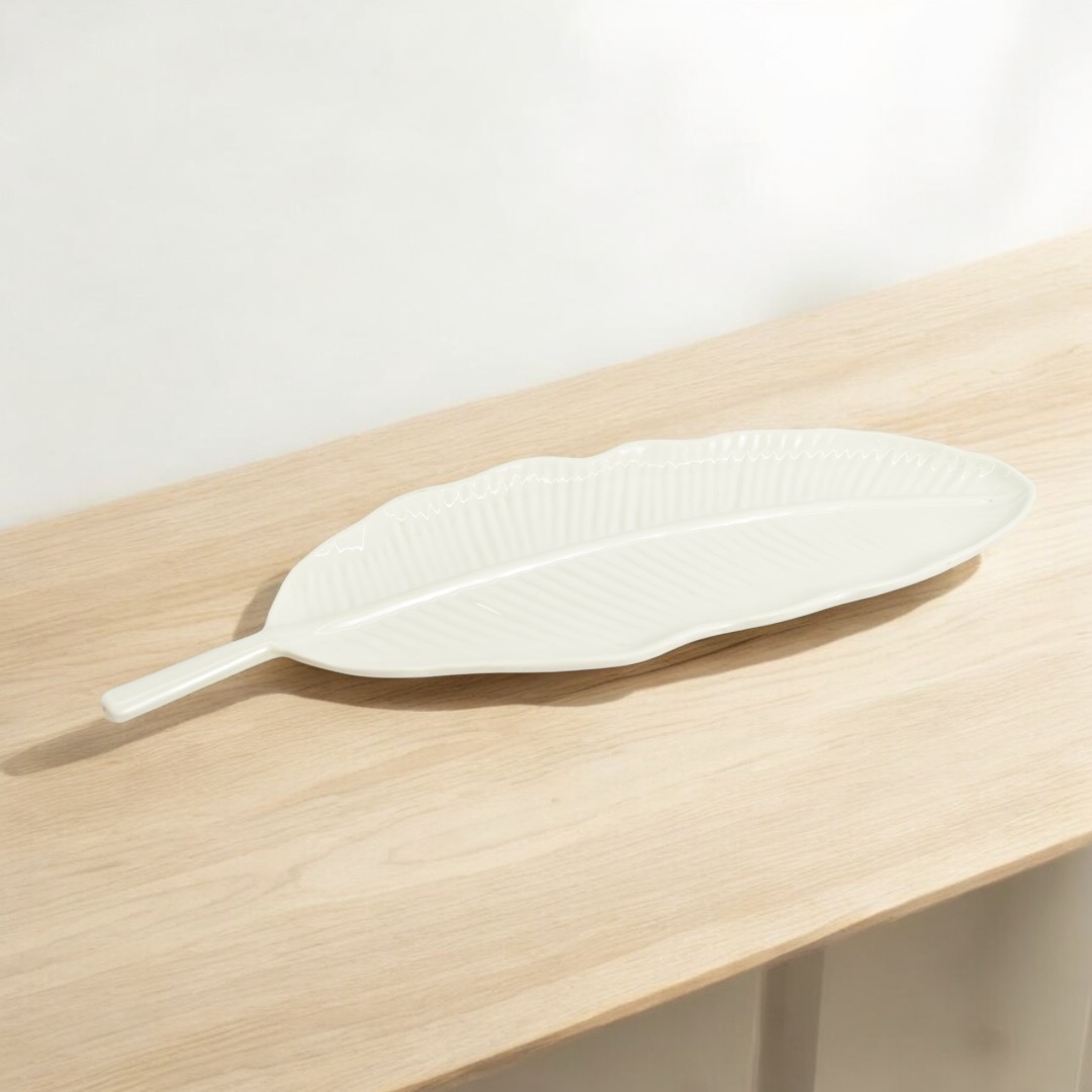 Meraki Mix Tray for Center Table Centerpiece Tray for Home Decor | Leaf-Shaped Serving Platter for Serving Sweets, Cookies, Dry Fruits & Other Snacks | Tray for Home Décor Kitchen Dining Room Table